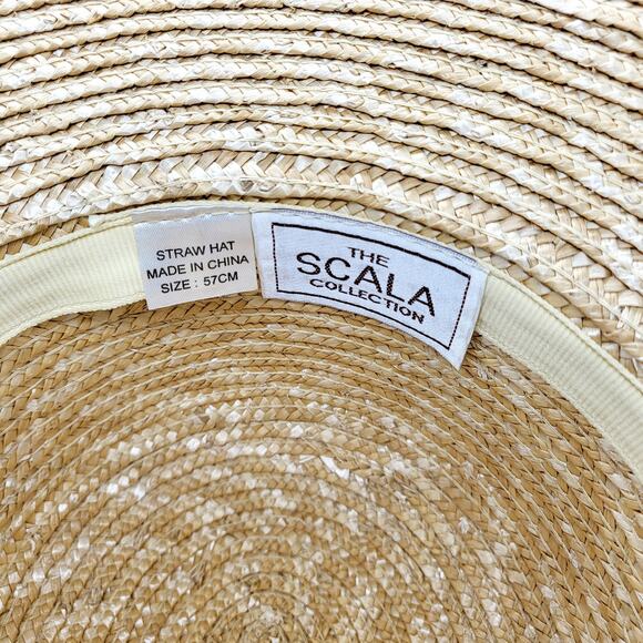 the Scala Collection Tan Woven Curved Brim Straw Sun Hat Women’s Size 57 CM - Picture 6 of 9